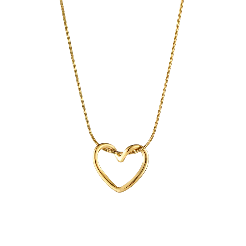 18K Gold Heart Pendant Necklace