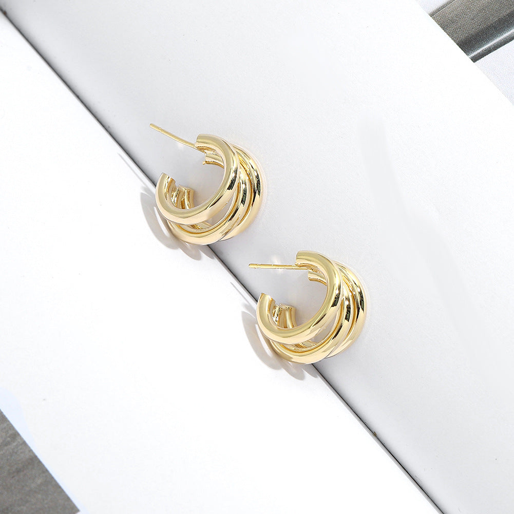 Retro C-Shaped Multi-Layer Earrings