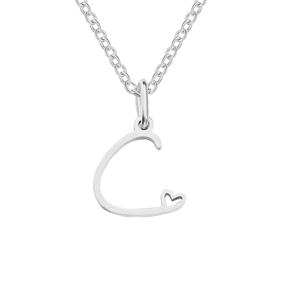 Letter Pendant Stainless Steel Necklace