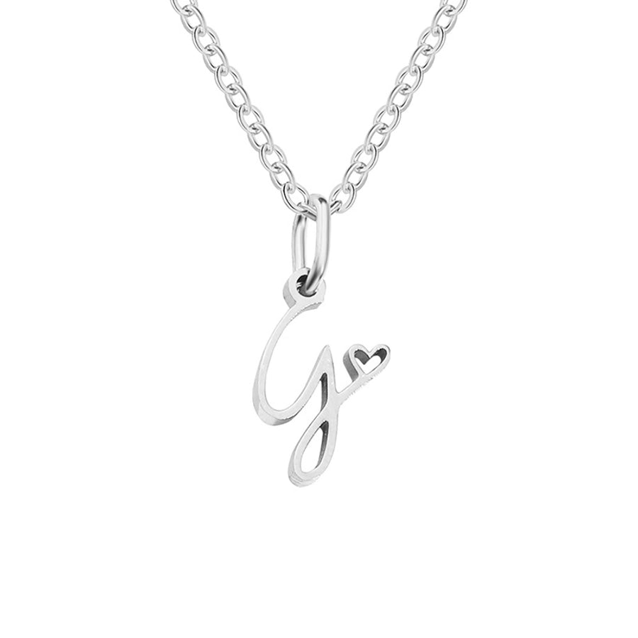 Letter Pendant Stainless Steel Necklace