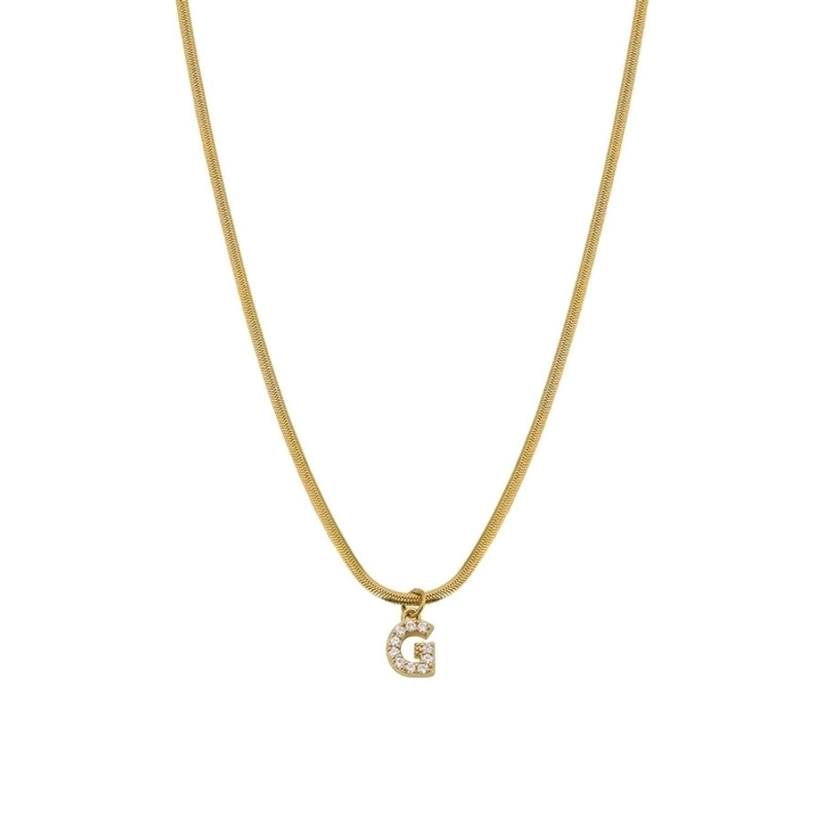 Zircon Letter Pendant Necklace