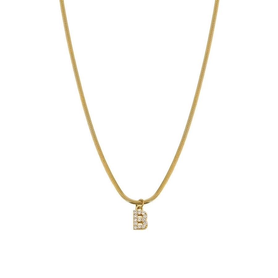 Zircon Letter Pendant Necklace