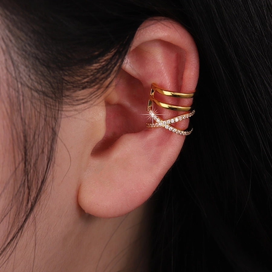 Elegant Geometric Gold Ear Cuffs