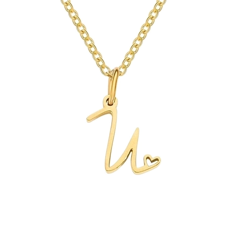 Letter Pendant Stainless Steel Necklace