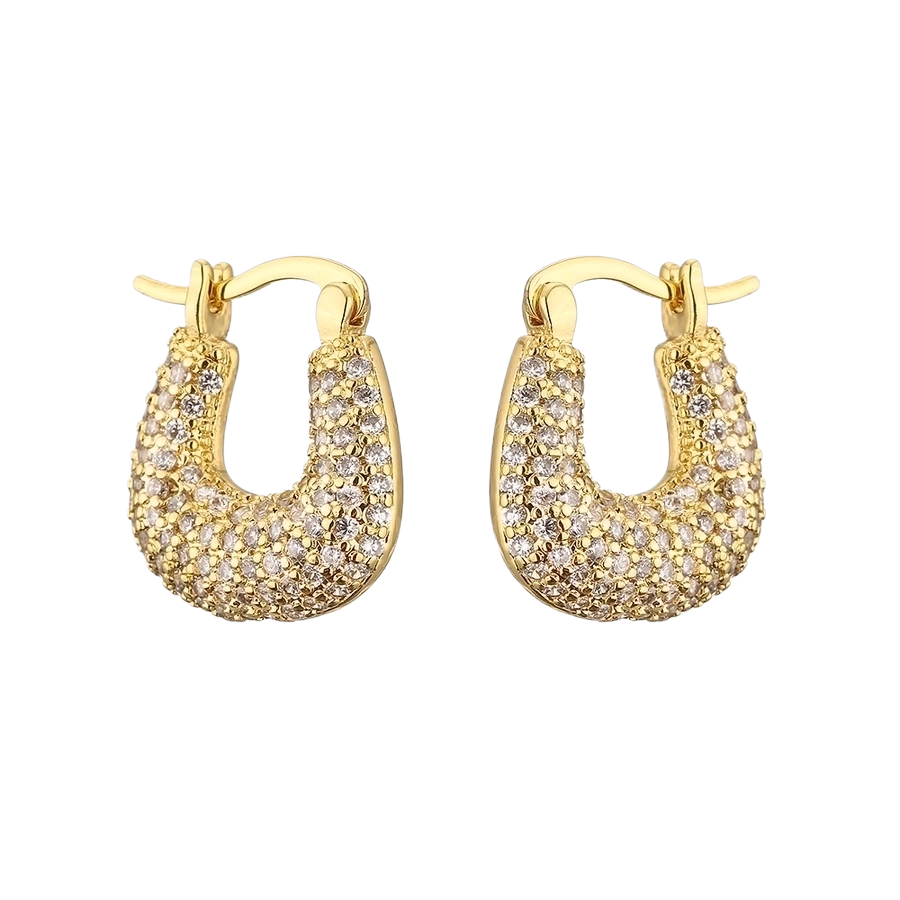 Geometric Gold Zircon Earrings