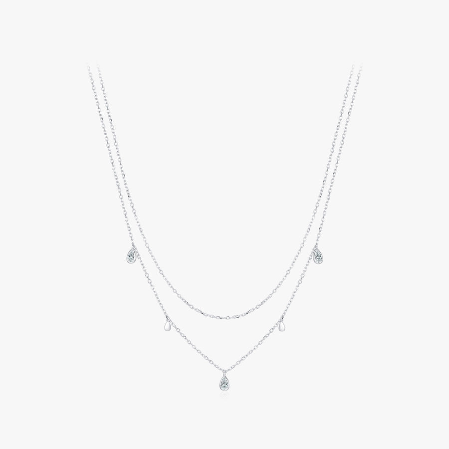 Moissanite Water Droplet Silver Necklace