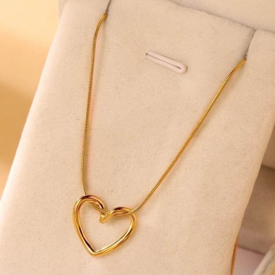 18K Gold Heart Pendant Necklace