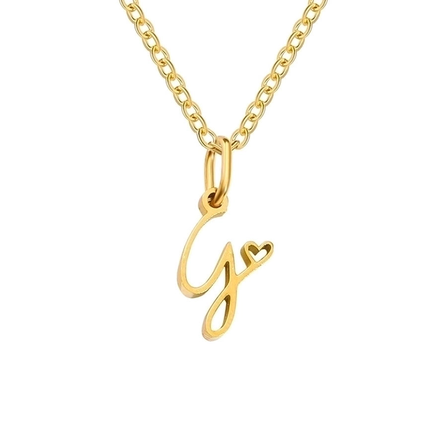 Letter Pendant Stainless Steel Necklace