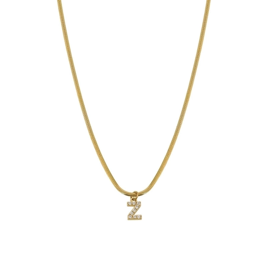 Zircon Letter Pendant Necklace