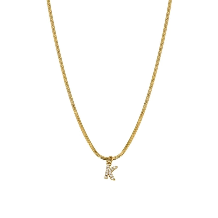 Zircon Letter Pendant Necklace