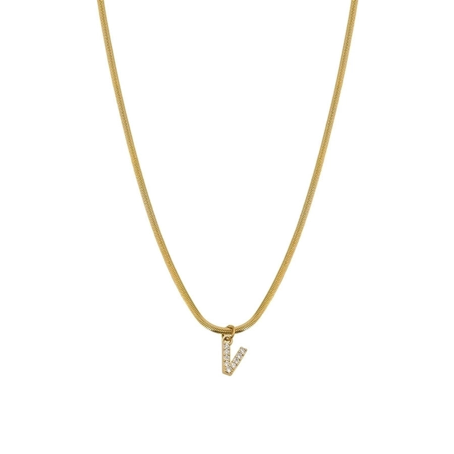 Zircon Letter Pendant Necklace