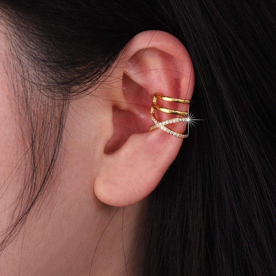 Elegant Geometric Gold Ear Cuffs