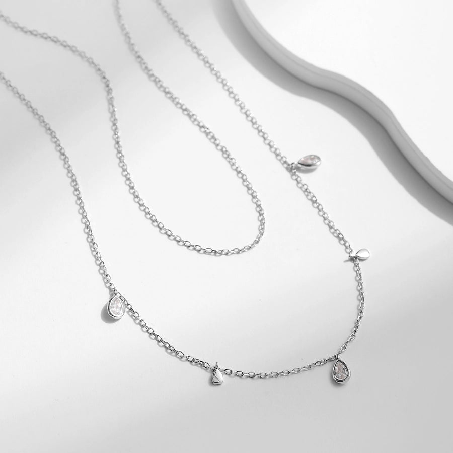 Moissanite Water Droplet Silver Necklace