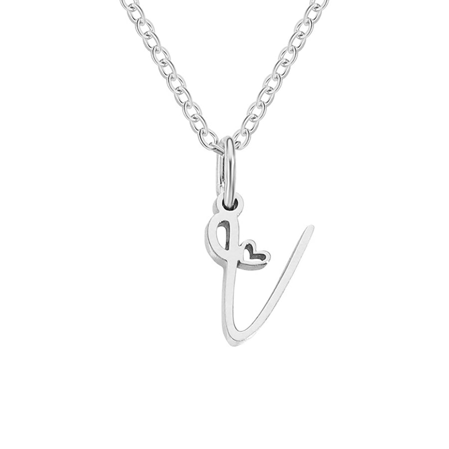 Letter Pendant Stainless Steel Necklace