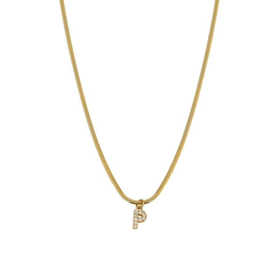 Zircon Letter Pendant Necklace