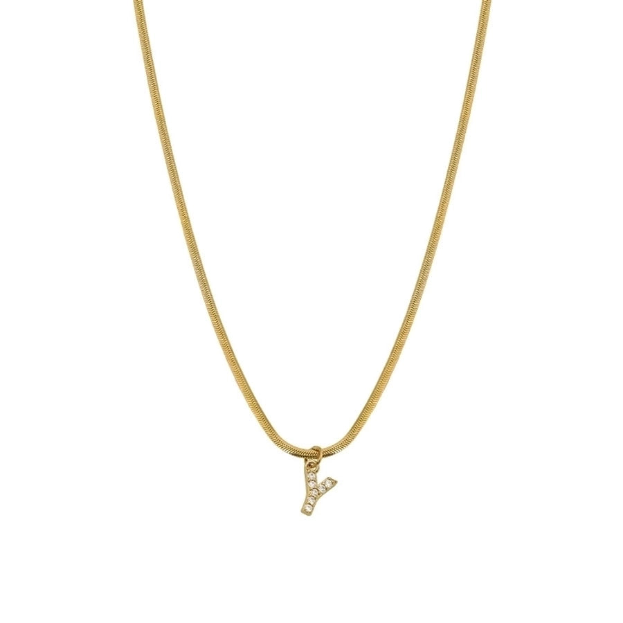 Zircon Letter Pendant Necklace