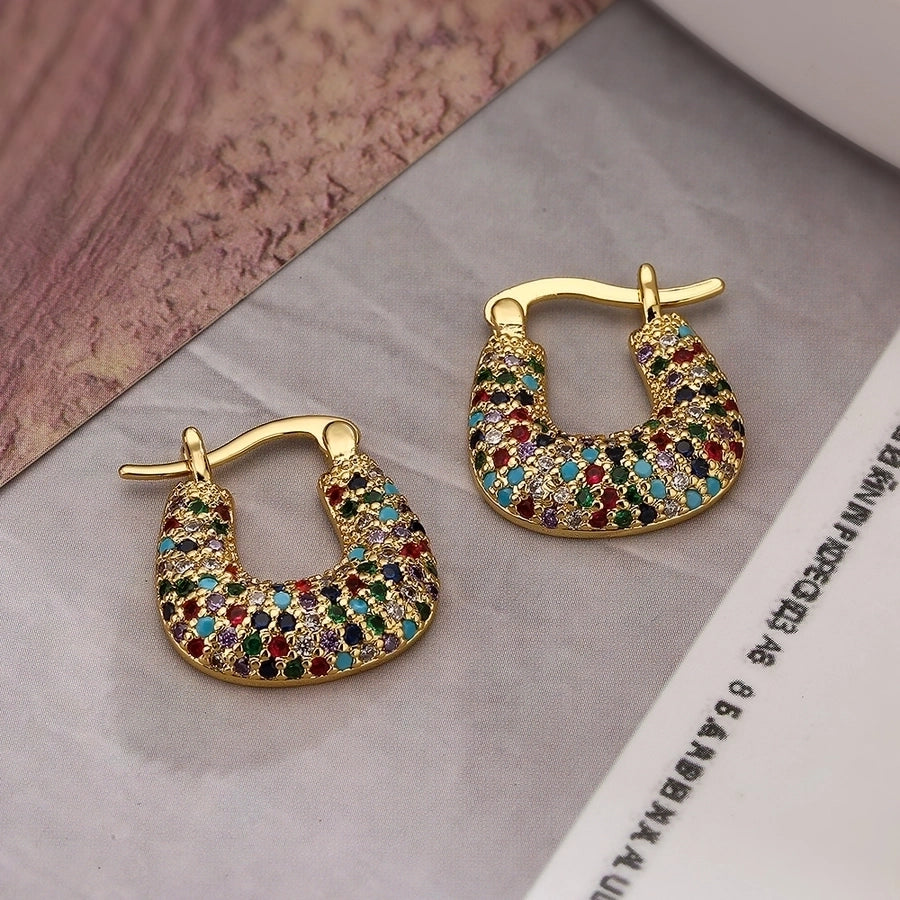 Geometric Gold Zircon Earrings