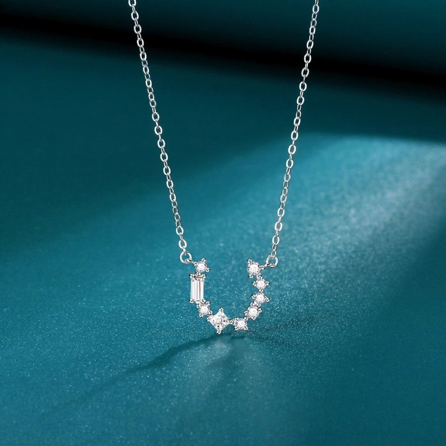 U-Shape Zircon Silver Necklace