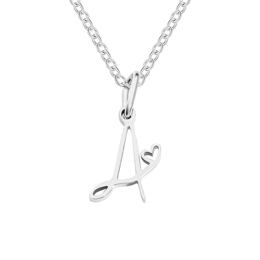 Letter Pendant Stainless Steel Necklace