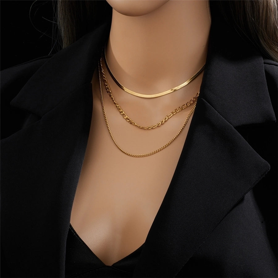 Geometric Layered Necklace - 18K Gold