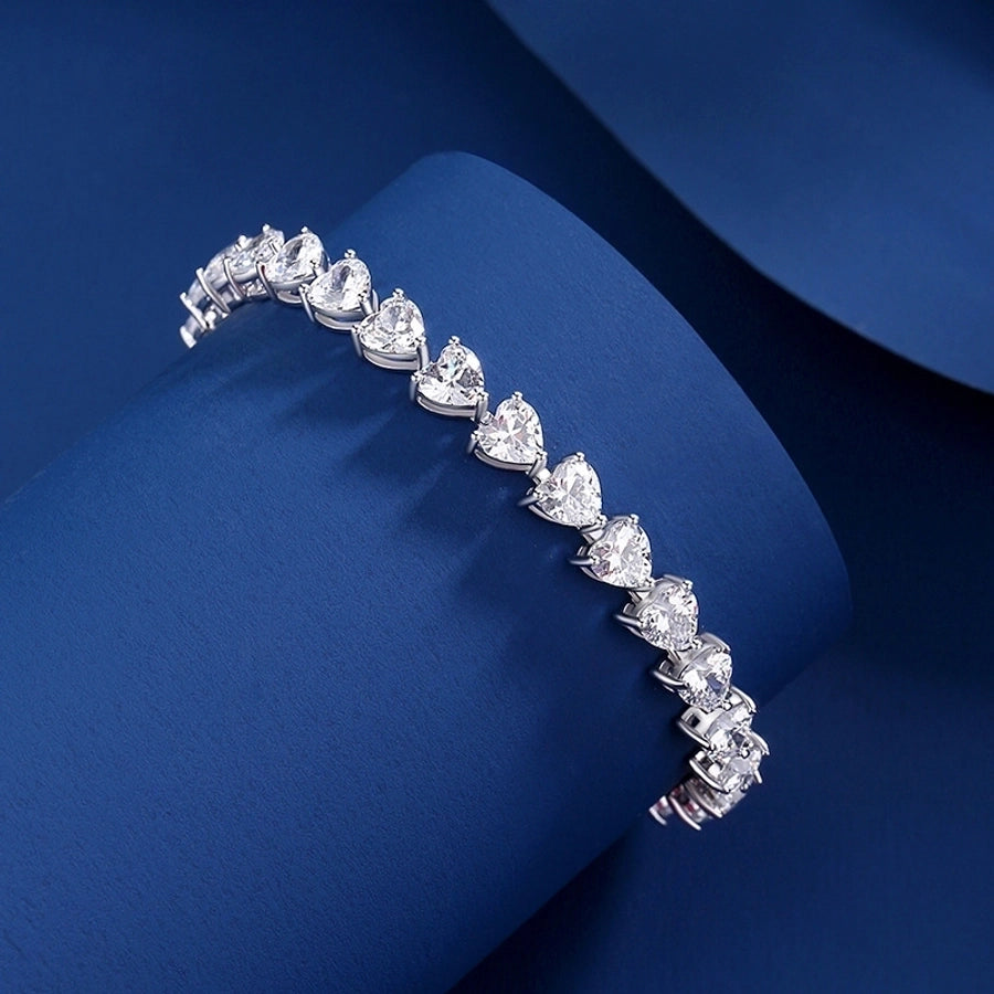 Heart Zircon Silver Bracelet