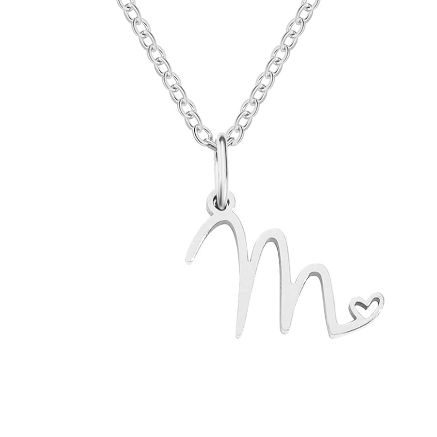 Letter Pendant Stainless Steel Necklace