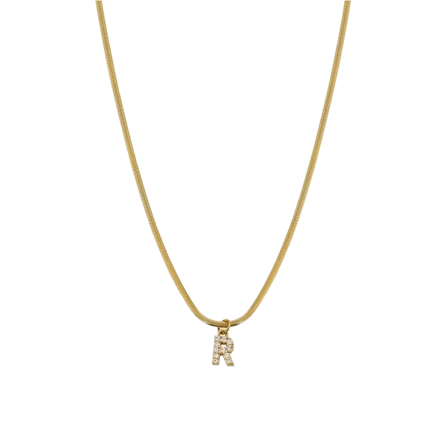 Zircon Letter Pendant Necklace