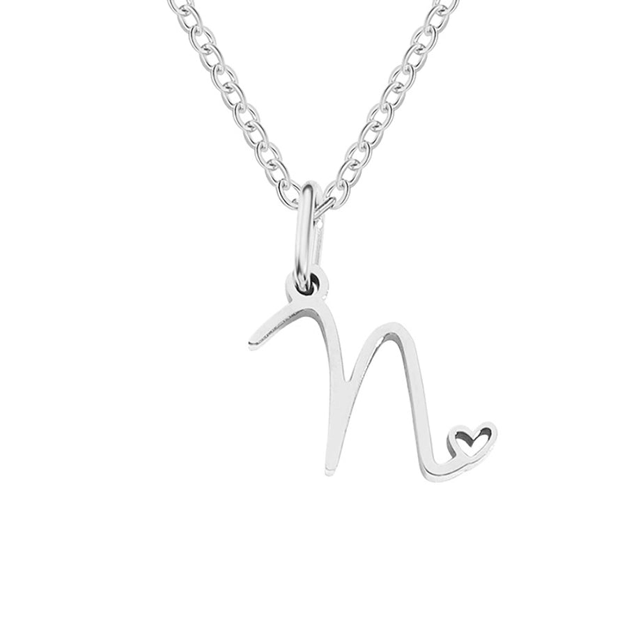 Letter Pendant Stainless Steel Necklace