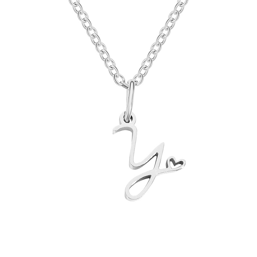 Letter Pendant Stainless Steel Necklace