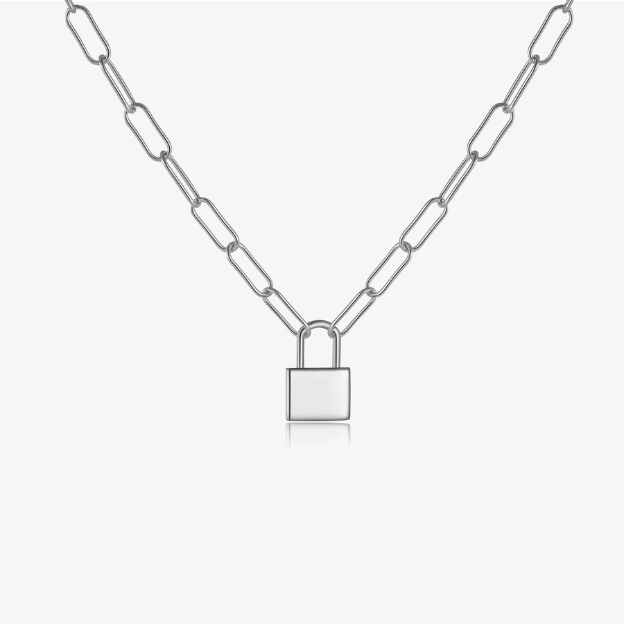 S925 Silver Lock Necklace Punk