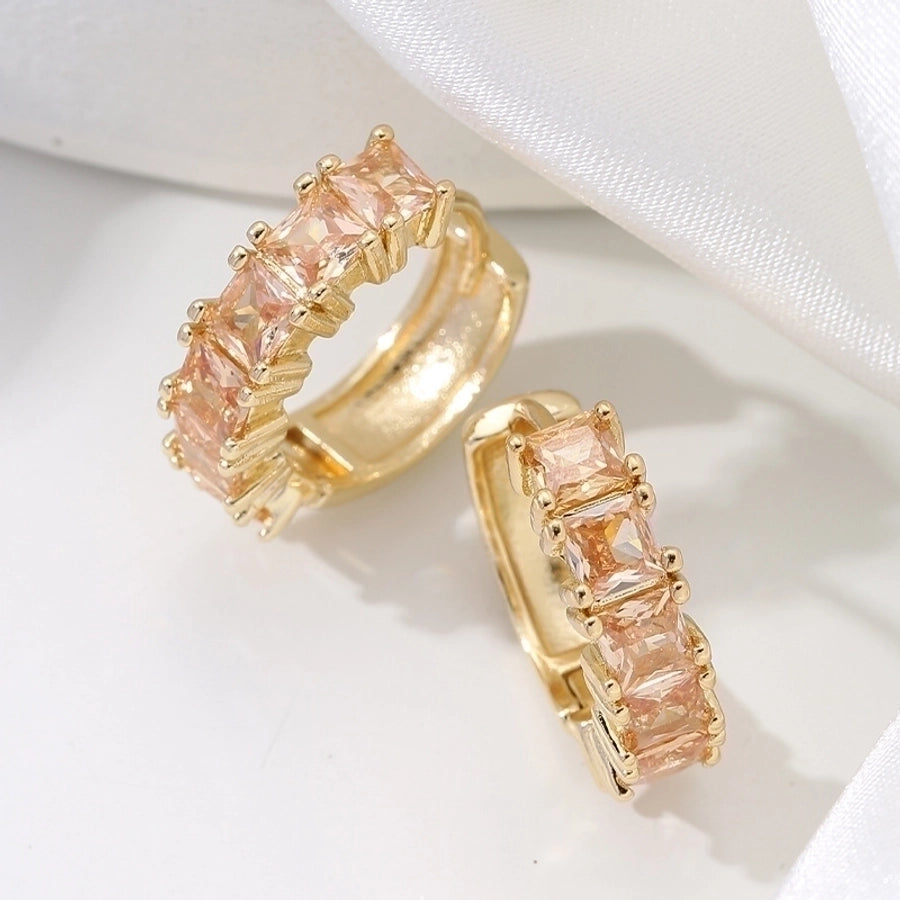 18K Gold Geometric Zircon Earrings