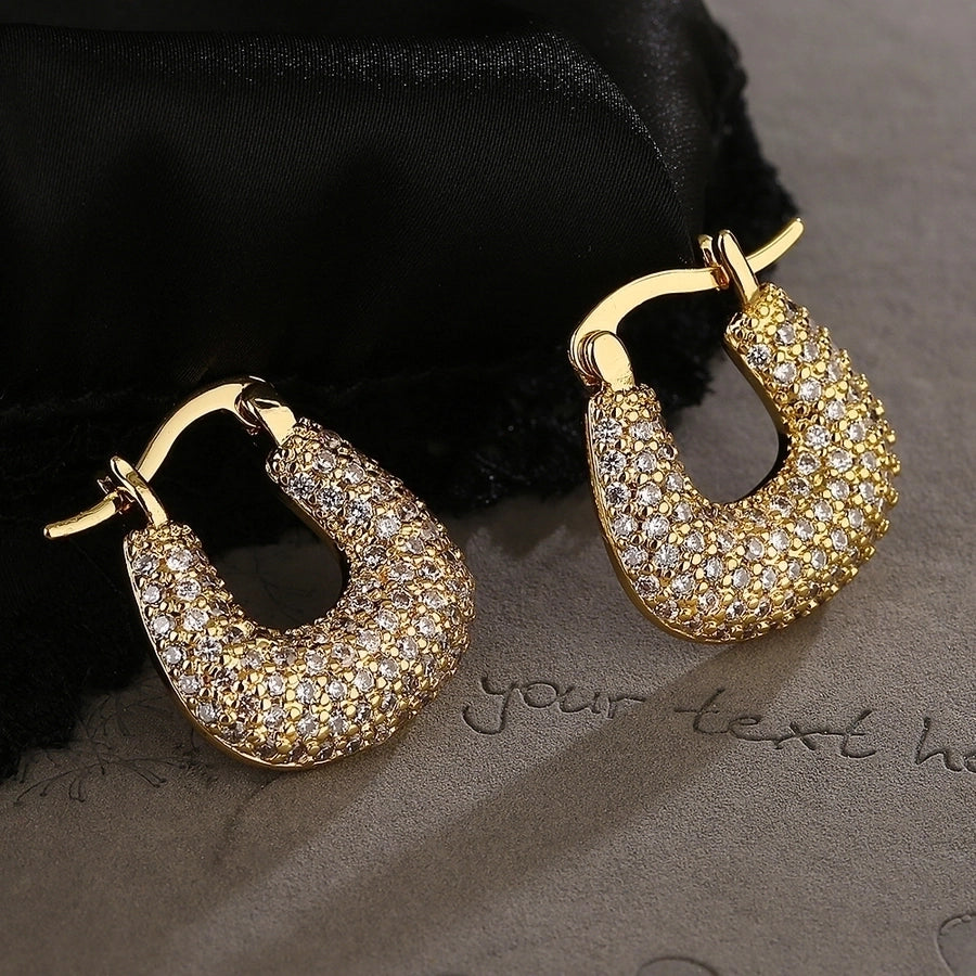 Geometric Gold Zircon Earrings