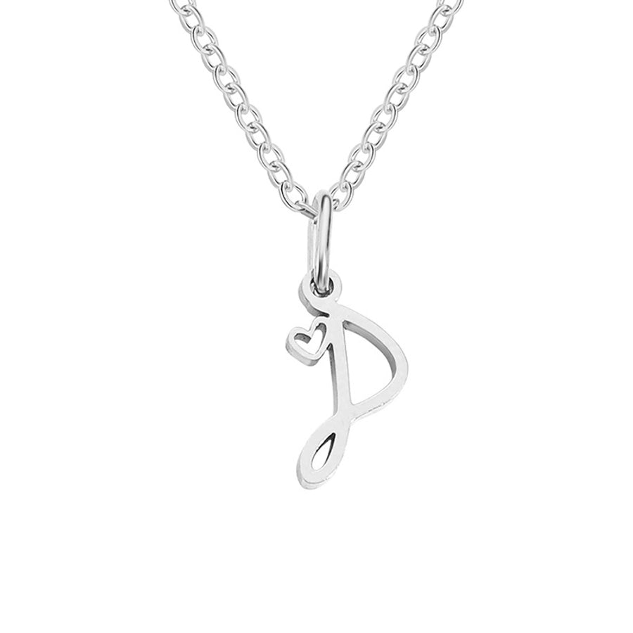 Letter Pendant Stainless Steel Necklace