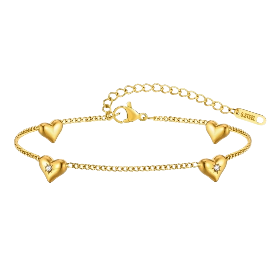 Heart Gold Zircon Bracelet