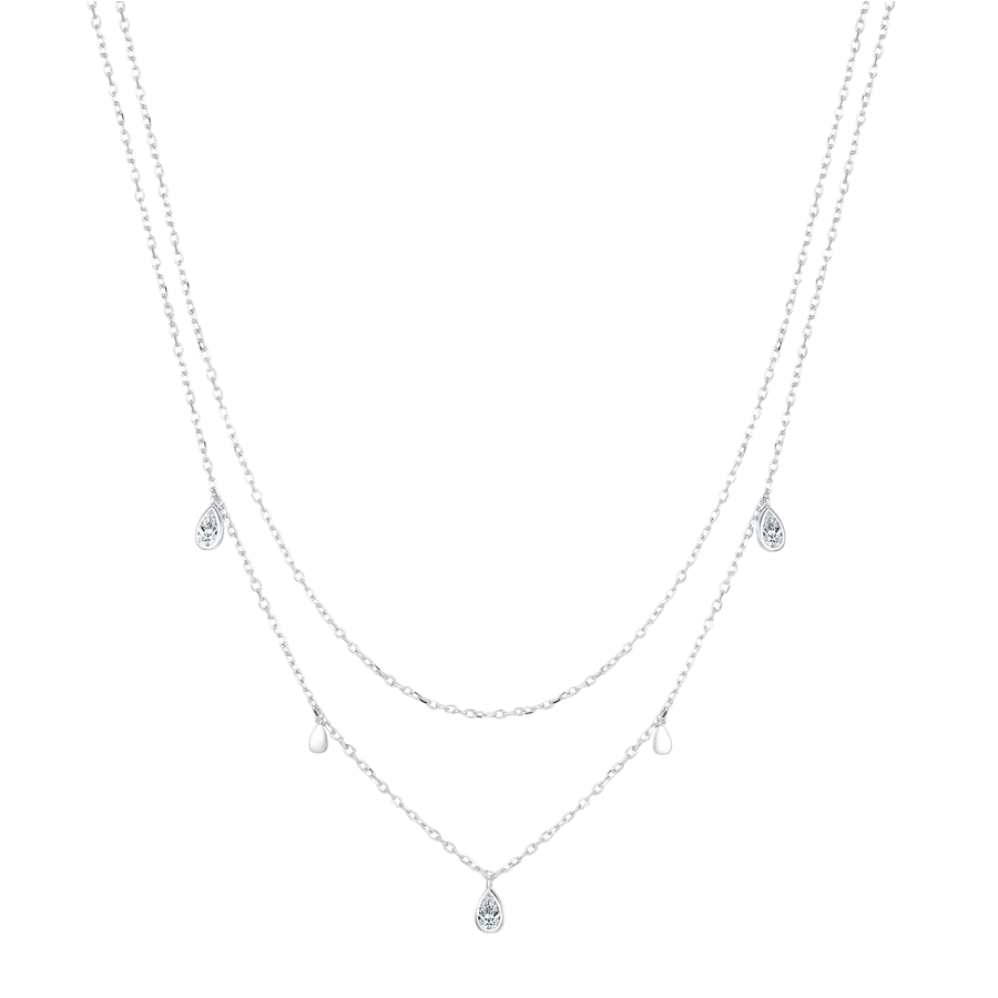 Moissanite Water Droplet Silver Necklace