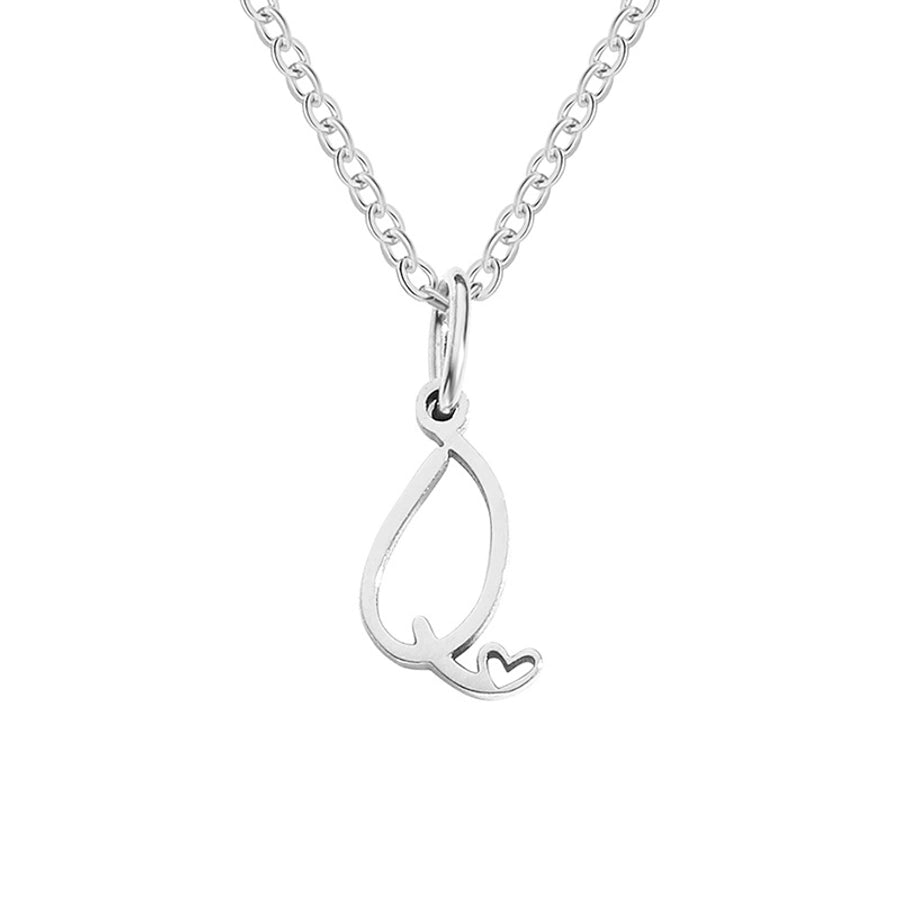 Letter Pendant Stainless Steel Necklace