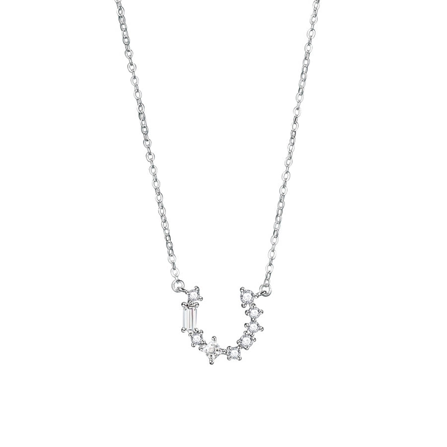 U-Shape Zircon Silver Necklace