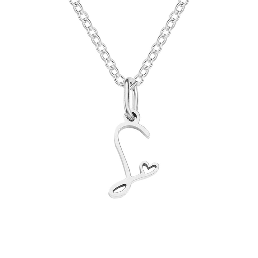 Letter Pendant Stainless Steel Necklace