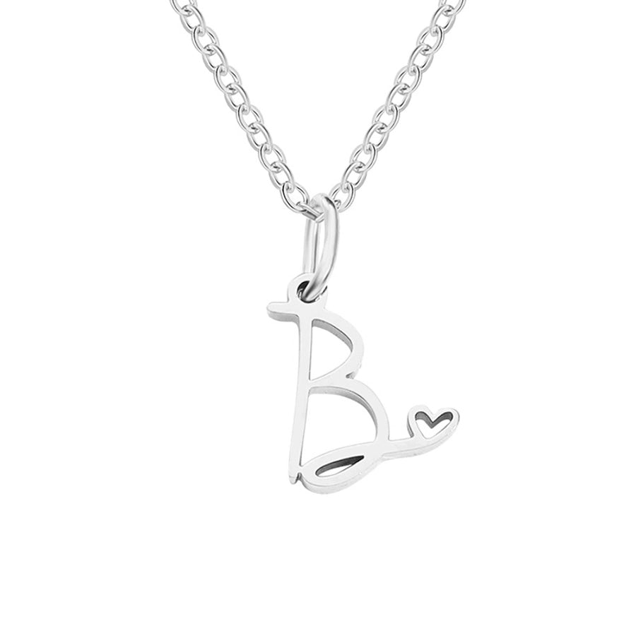 Letter Pendant Stainless Steel Necklace