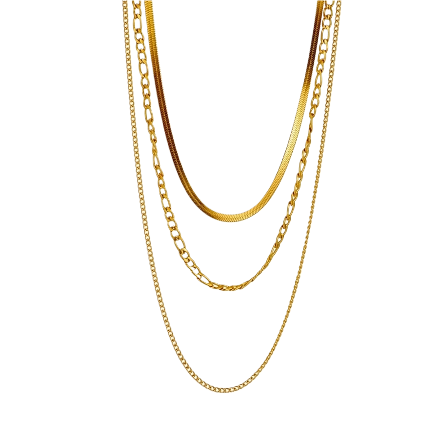 Geometric Layered Necklace - 18K Gold