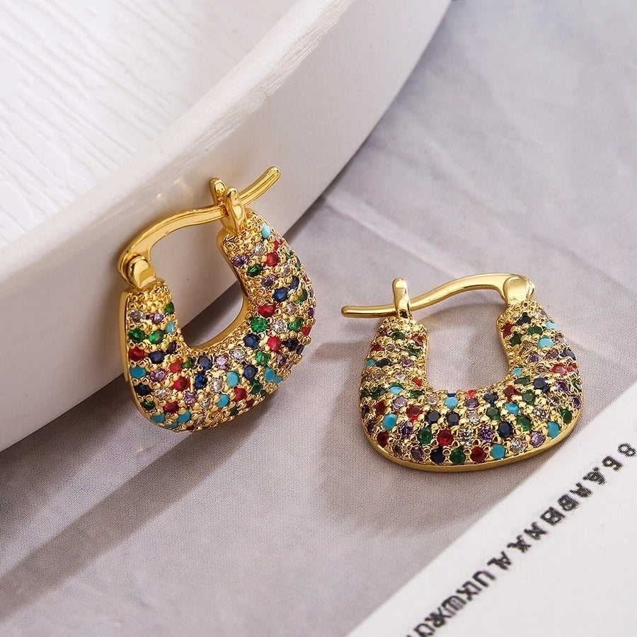 Geometric Gold Zircon Earrings